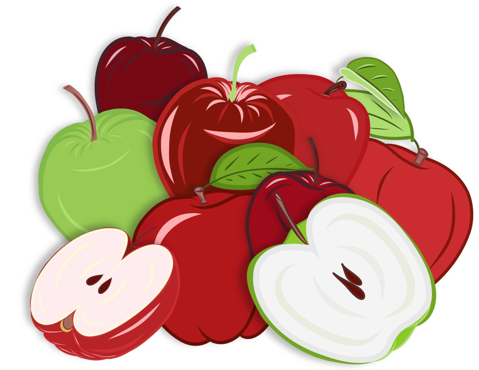 Digital illustration of a bunch of apples using the vector pen in Adobe Fresco.